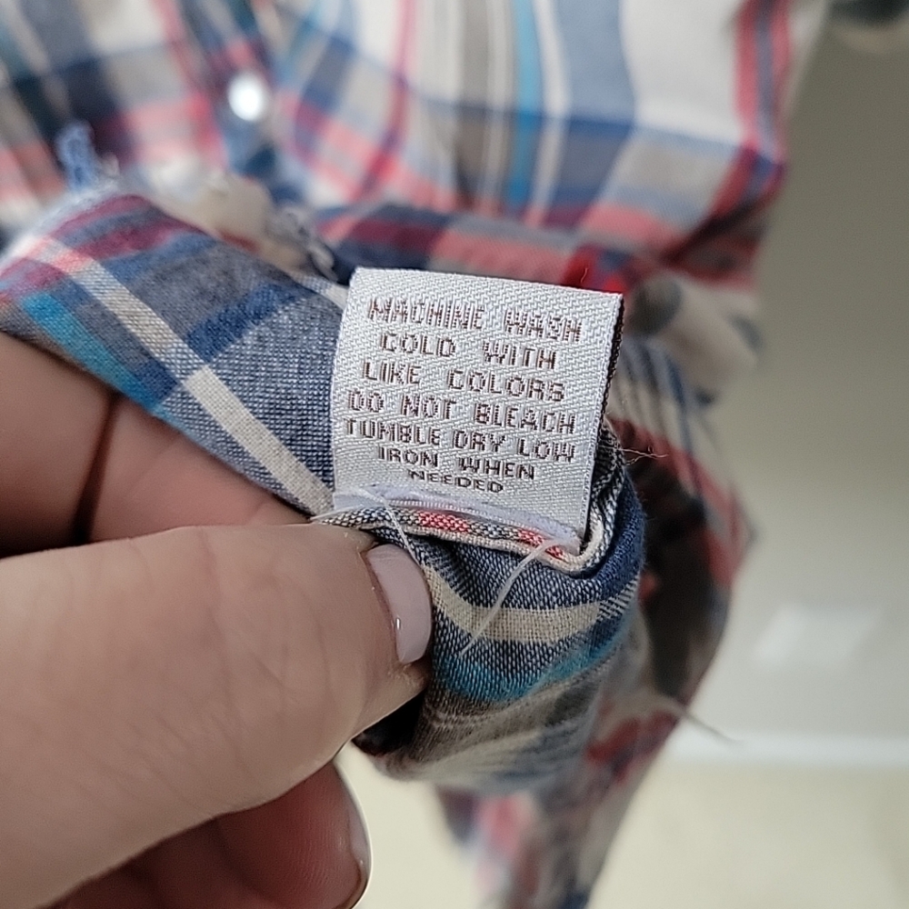 Alessandro Miele Womens Medium Plaid Shirt Dress 3/4 Sleeves Frayed Curved Hem - Picture 12 of 12